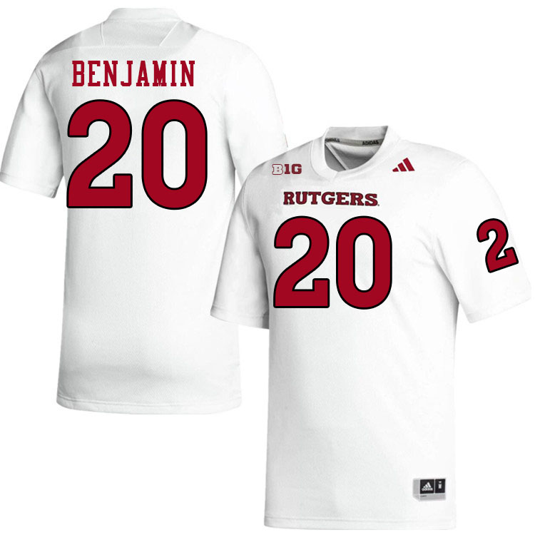 Men #20 Ja'shon Benjamin Rutgers Scarlet Knights 2024 College Football Jerseys Stitched-White